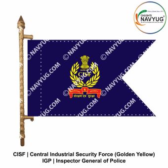 CISF | Central Industrial Security Force Car Rank Flags-Flag Major General-Blue Flag with Golden Yellow Logo and Text