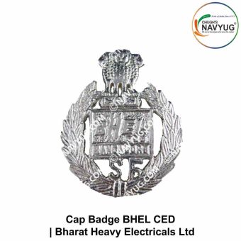 BHEL Security Uniform Cap Badge (Public Sector Unit) Bharat Heavy Electricals Limited Security Force Cap Badge With Ashoka Emblem Metal (Chrome)
