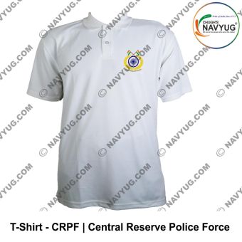 CAPF T Shirt |Central Armed Police Force T Shirt White PC With Collar -CRP |Central Reserve Police Force-XL