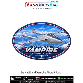 de Havilland Vampire Jet Fighter Aircraft Patch for Aviation Enthusiasts and Collectors