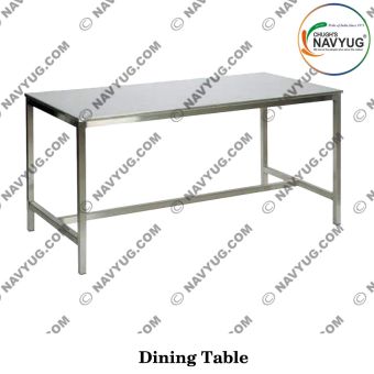 Indian Armed Forces-Police-Security Mess Dining Table S/S (Stainless Steel) Top Matt Or Glossy Sheet With MS Pipe Frame Structure 8' x4' Including Top Sheet Bending