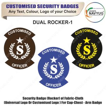 Security Badge (Rocker) oF Fabric-Cloth (Universal Logo OR Customised Logo ) For Cap-Chest -Arm Badge-Dual Rocker 1-2 Inch Height