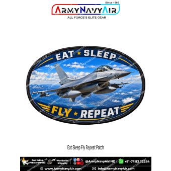 Eat Sleep Fly Repeat Aviation Patch for Pilots, Aviation Enthusiasts and Collectors