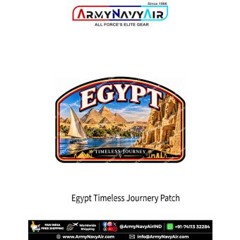 Egypt Timeless Journey travel souvenir patch featuring pyramids, Nile sailing boat and ancient Egyptian monuments