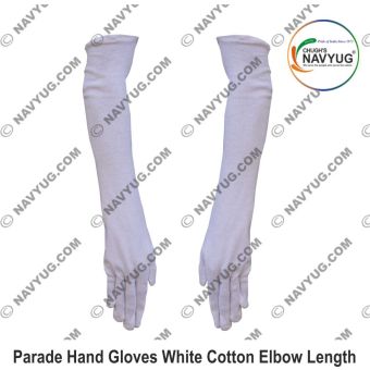 Parade Hand Gloves White Cotton Elbow Length | Navyug