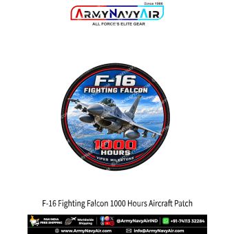 F-16 Fighting Falcon Fighter Aircraft 1000 Hours Viper Milestone Patch for Aviation Enthusiasts and Collectors