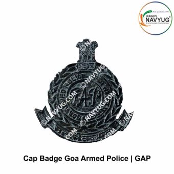 Police Uniform Cap Badge (State Armed Police) Goa State Armed Police Cap Badge Metal ( Chrome)