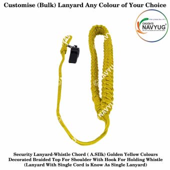 Security Uniform Lanyard- Whistle Cord Golden Yellow Single