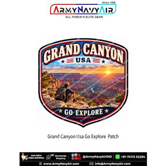 Grand Canyon USA Go Explore adventure patch with backpacker overlooking canyon at sunset