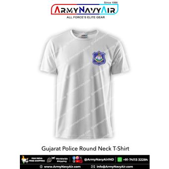 Personalised Gujarat Police Round Neck T-Shirt : ArmyNavyAir.com
