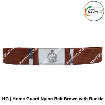 HG| Home Guard Nylon -Synthetic Brown Belt with Buckle (Chrome)