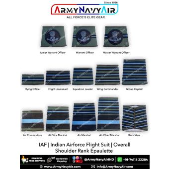 IAF Indian Airforce Flight Suit Overall Shoulder Rank Epaulette : ArmyNavyAir.com
