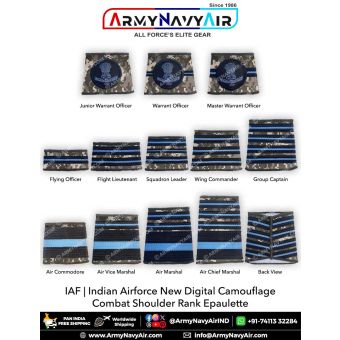 IAF-Indian Airforc-New Digital Camouflage Combat Shoulder Rank Epaulette : ArmyNavyAir.com