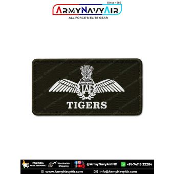 IAF Black Panthers Patch personalized Indian Air Force squadron identification patch featuring IAF wings emblem and Black Panthers squadron title on premium digital printed fabric with black merrow border for flight suits, flying overalls, squadron identi