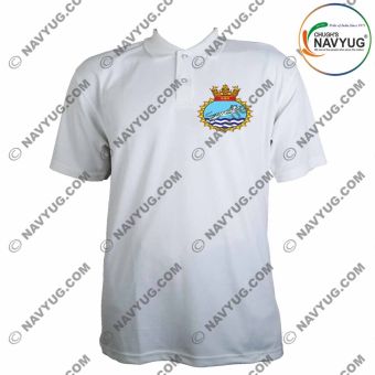 T-Shirts Collar White Indian Navy -INAS Logo |Indian Naval Air Squadron - INAS 300-S | Small