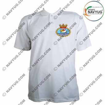 T-Shirts Collar White Indian Navy -INAS Logo |Indian Naval Air Squadron -INAS 311-S | Small