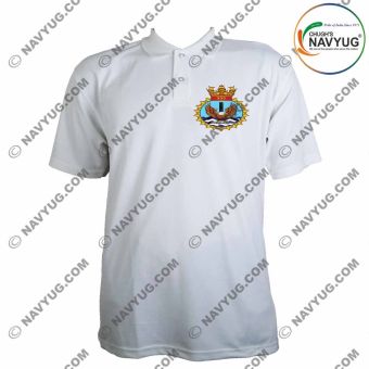 T-Shirts Collar White Indian Navy -INAS Logo |Indian Naval Air Squadron - INAS 333-S | Small
