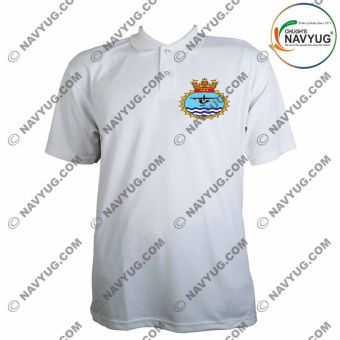 T-Shirts Collar White Indian Navy -INAS Logo |Indian Naval Air Squadron -INAS 343-S | Small