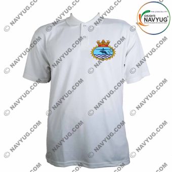 T-Shirts Collar White Indian Navy -INAS Logo |Indian Naval Air Squadron -INAS 344-S | Small