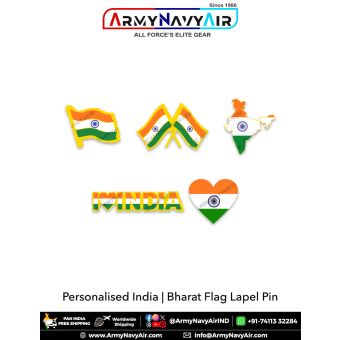 Personalised India Bharat Flag Lapel Pin : ArmyNavyAir.com