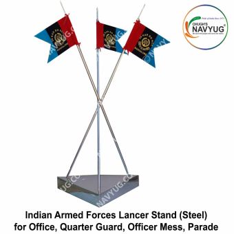 Indian Armed Forces Lancer Stand (Set of One Tripod Base & Three Poles) Brass | Steel-Steel