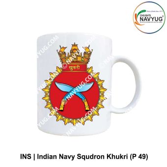 Personalised Indian Navy INS Khukri Mug featuring corvette design