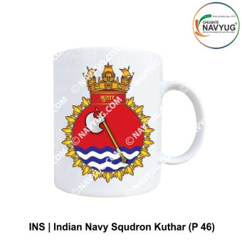 Personalised Indian Navy INS Kuthar Mug featuring corvette design