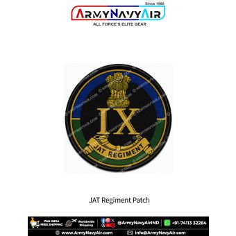 Jat Regiment Patch featuring regimental insignia with Lion Capital of Ashoka and JAT REGIMENT scroll