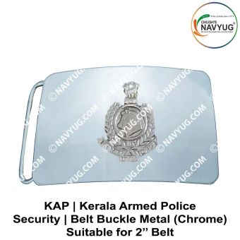 KAP | Kerala Police Uniform Belt Buckle (State Armed Police) Kerala State Armed Police Belt Buckle Metal ( Chrome) Is ( Suitable For 2" Belt of Leather- Nylon-Cotton )