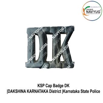 KSP Uniform District Cap Badge (DK) (State Police) Karnataka State Police Dakshina Karnataka District Cap Badge Metal (Chrome)