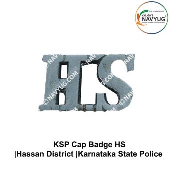 KSP Uniform District Cap Badge (HS) (State Police) Karnataka State Police Hassan District Cap Badge Metal (Chrome)