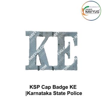 KSP Uniform District Cap Badge (KE) (State Police) Karnataka State Police KE District Cap Badge Metal (Chrome)