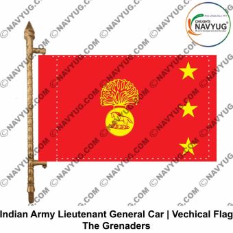 The Grenadiers | Indian Military Car Rank Flag-Flag Lieutenant General