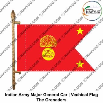The Grenadiers | Indian Military Car Rank Flag-Flag Major General