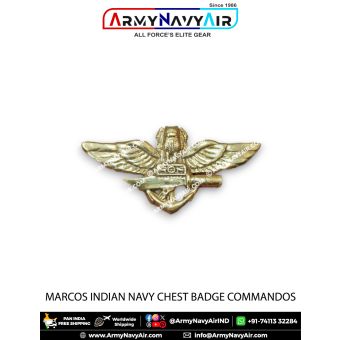 Marcos Indian Navy Metal Chest Badge Commandos Brass ( Economy ) - ArmyNavyAir.com