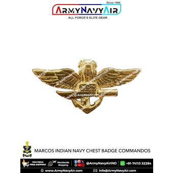 Marcos Indian Navy Metal Chest Badge Commandos - ArmyNavyAir.com