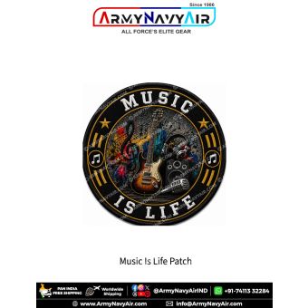 Music Is Life Round Musician Patch