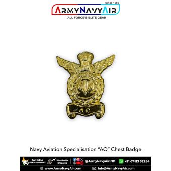 Indian Navy Aviation AO Metal Chest Badge | Aviation Ordnance