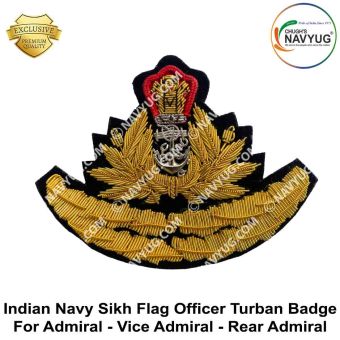 IN | Indian Navy Sikh Flag Officer Turban Badge For Officers