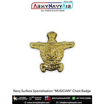 Indian Navy Surface Musician Metal Chest Badge