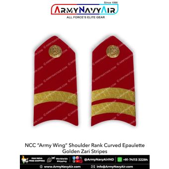 NCC Army Wing Shoulder Rank "Curved Epaulette" Golden Zari : ArmyNavyAir.com