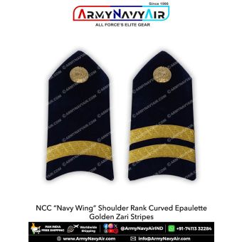 NCC Navy Wing Shoulder Rank "Curved Epaulette" Golden Zari : ArmyNavyAir.com