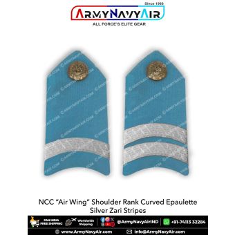 NCC Air Wing Shoulder Rank "Curved Epaulette" Silver Zari : ArmyNavyAir.com