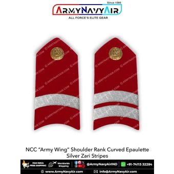 NCC Army Wing Shoulder Rank "Curved Epaulette" Silver Zari : ArmyNavyAir.com