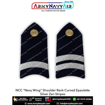 NCC Navy Wing Shoulder Rank "Curved Epaulette" Silver Zari : ArmyNavyAir.com
