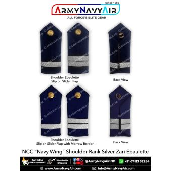 NCC Navy Wing Shoulder Rank Epaulette Silver Zari : ArmyNavyAir.com