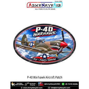 P-40 Warhawk Fighter Aircraft Patch for Aviation Enthusiasts and Collectors