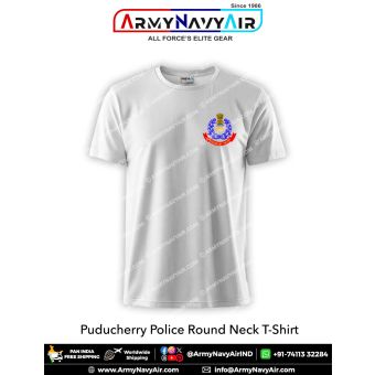 Personalised Puducherry Police Round Neck T-Shirt : ArmyNavyAir.com