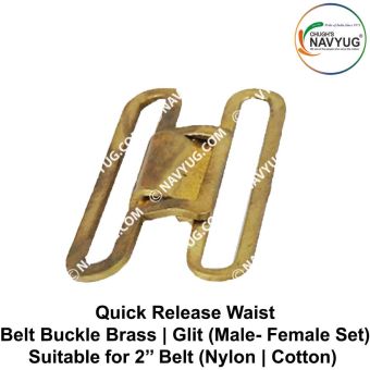 Belt Buckle Brass-Gilt (Male- Female Set) (Armed Force) Quick Release Waist Belt Buckle Brass is Fitted To Belt & Worn Around The Waist (Suitable For 2" Belt of Nylon-Cotton)