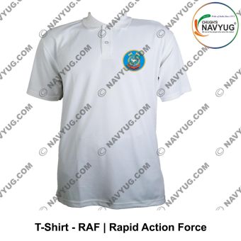 CAPF T Shirt |Central Armed Police Force T Shirt White PC With Collar -RAF | Rapid Action Force -Small
